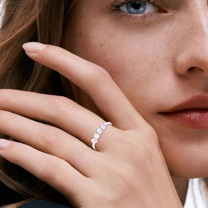 Senteria Anxiety Rings for Women Sterling Silver Rings Adjustable Stress Spinner Rings with Beads Fidget Rings for Anxiety Women - Image 3